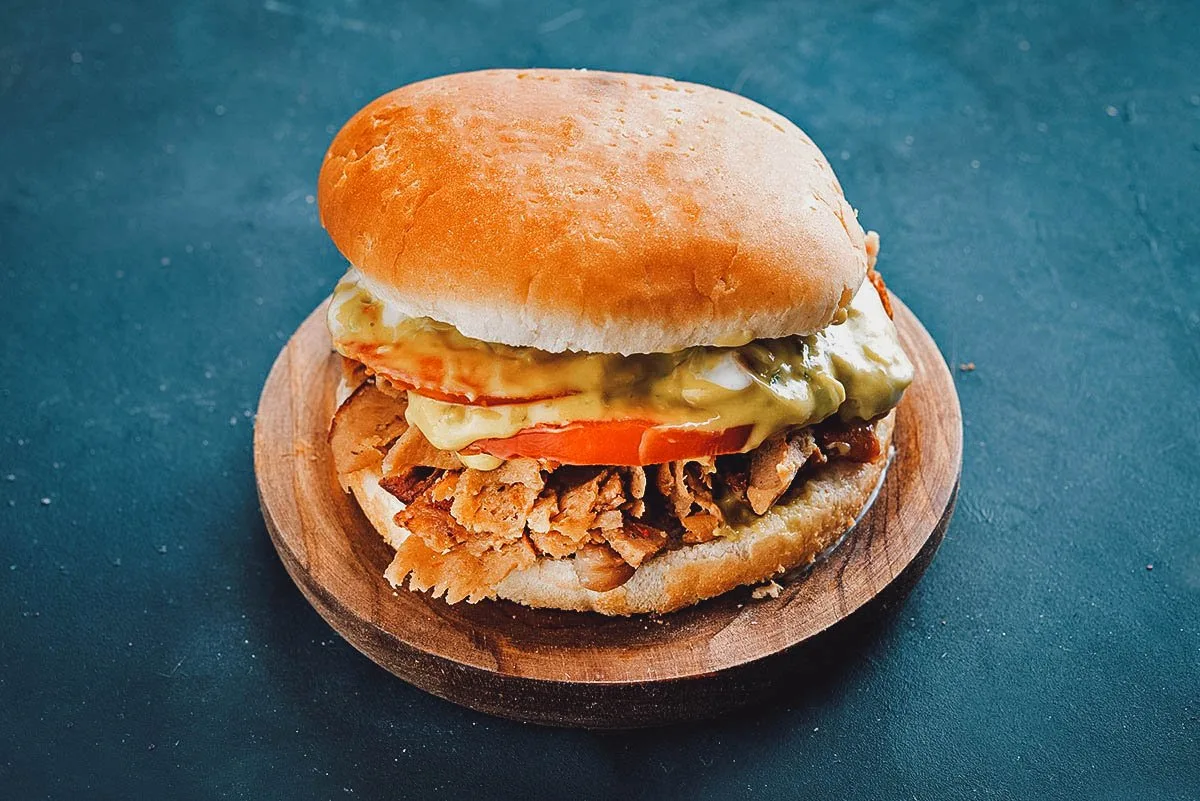 Chilean Food Churrasco Italiano, a popular sandwich in Chile