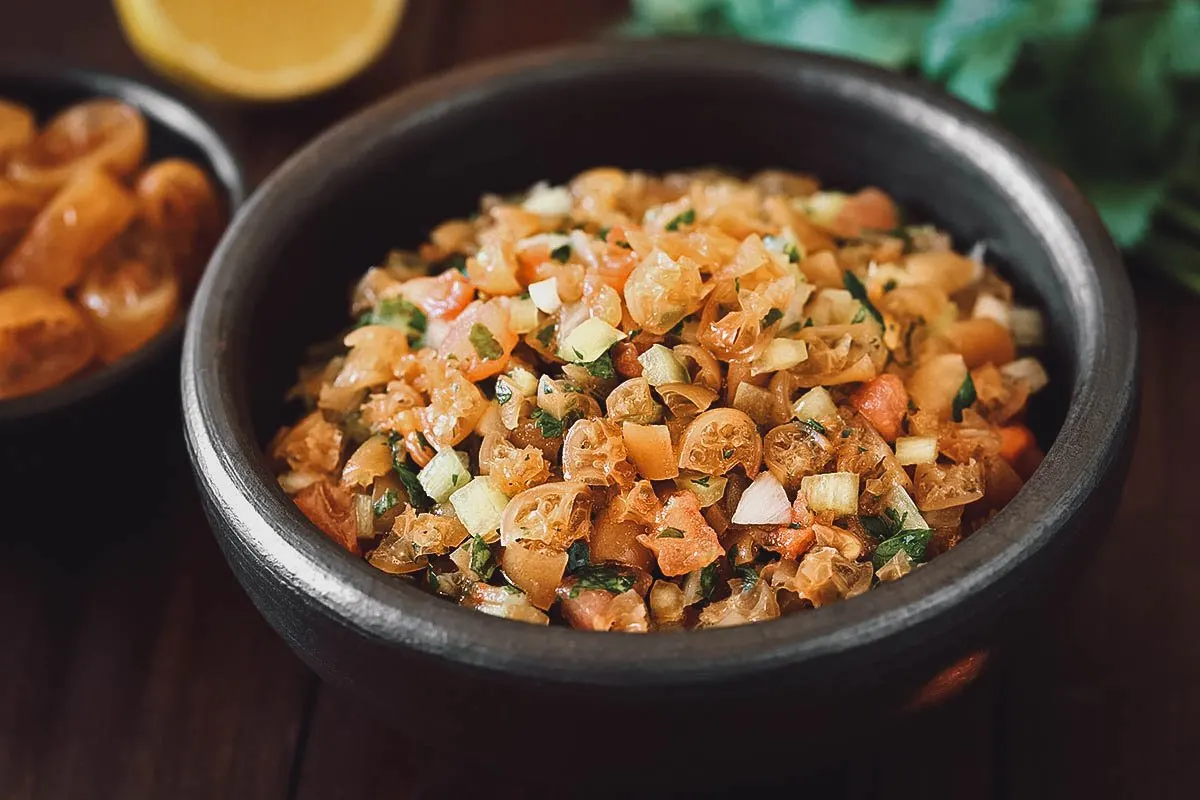 Chilean Food Pebre salsa with cochayuyo