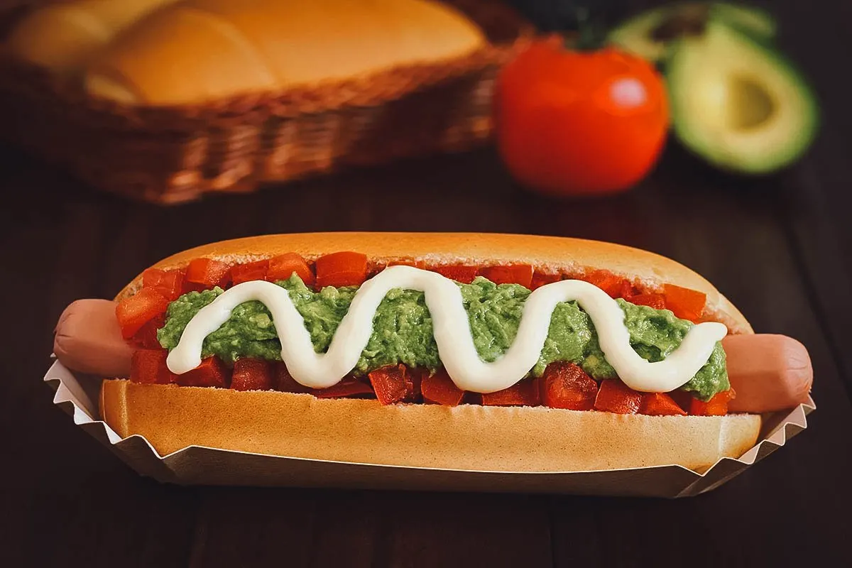Chilean Food Completo italiano, one of the most popular Chilean dishes