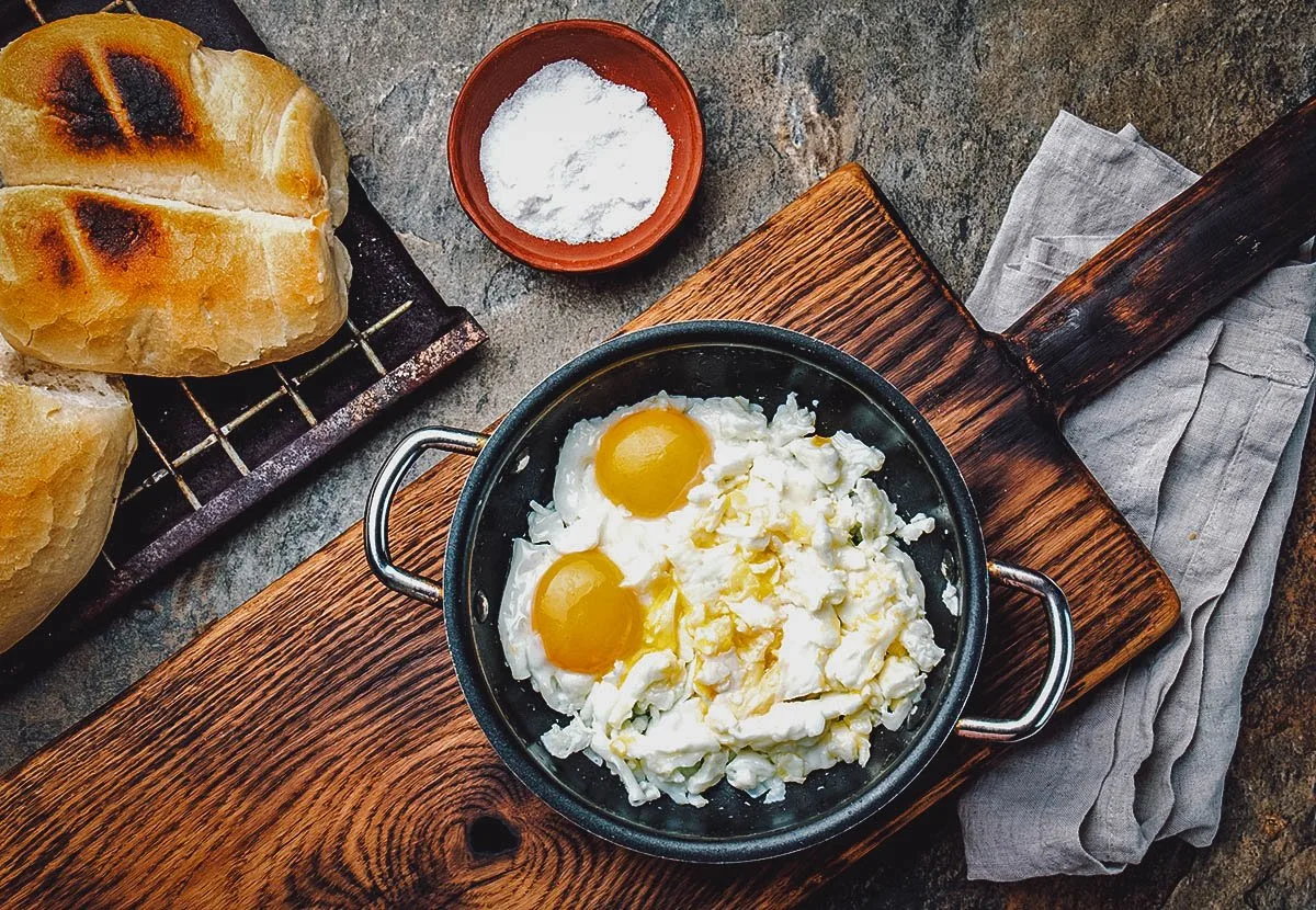 Chilean Food Huevos revueltos, a typical Chilean breakfast dish