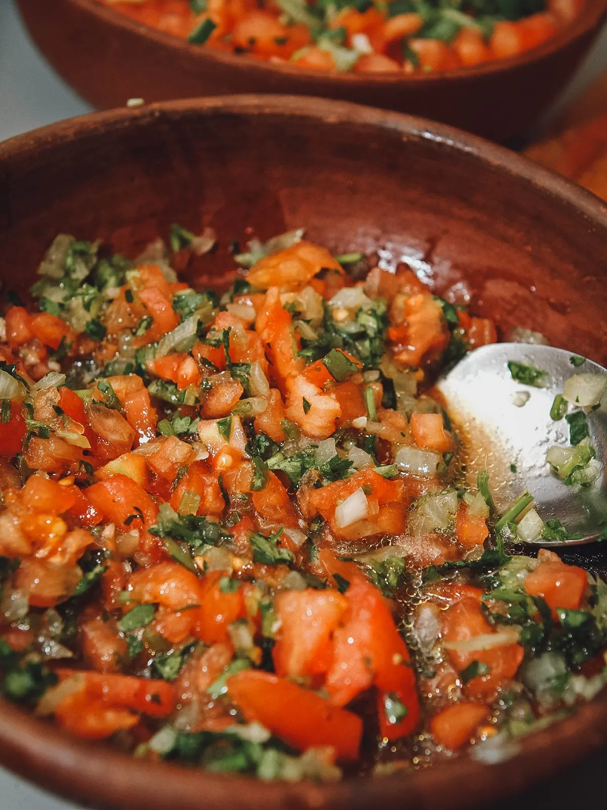 Chilean Food Pebre salsa, a Chilean hot chili pepper sauce