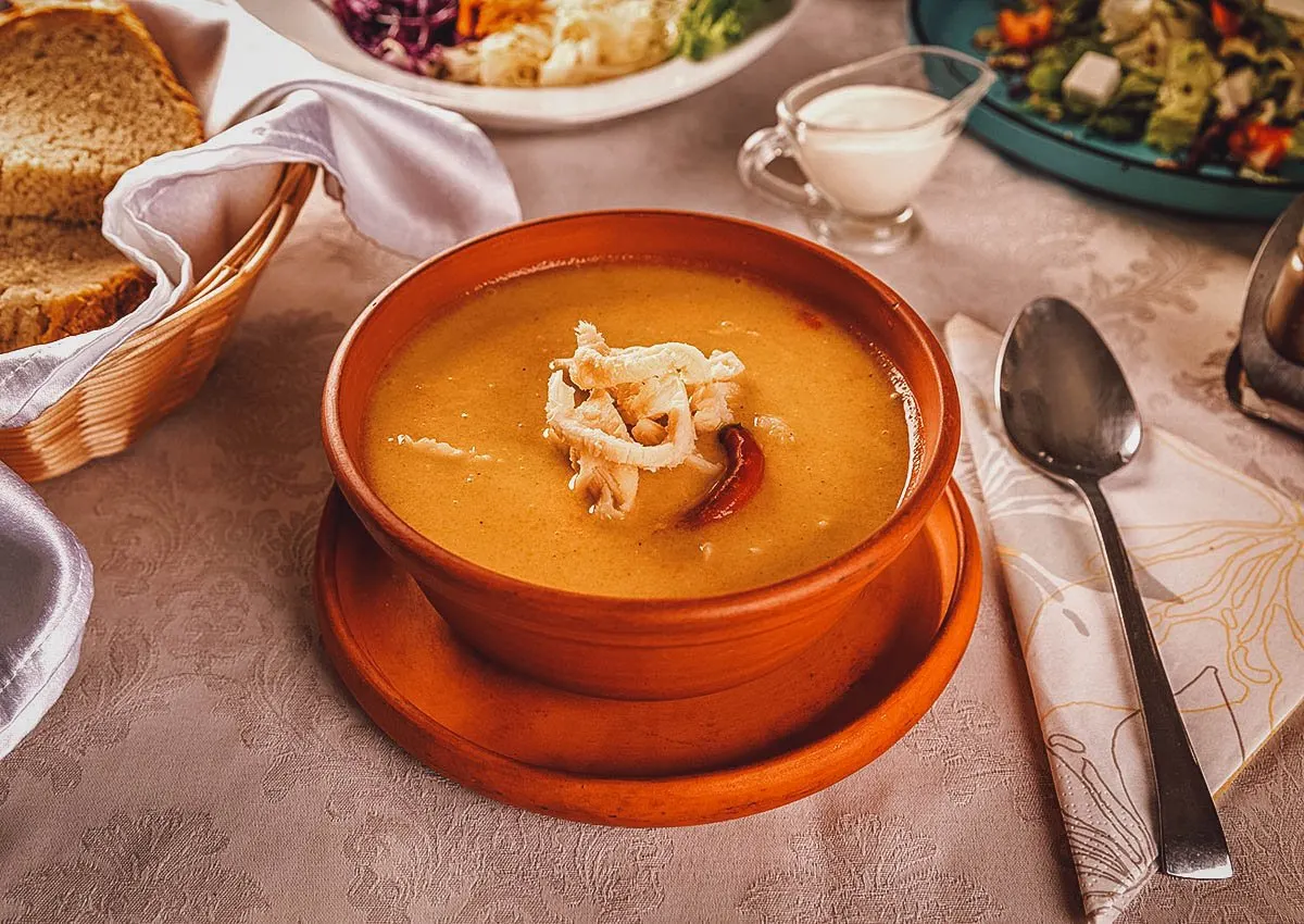 Romanian Food Ciorba de burta, a popular Romanian beef tripe soup