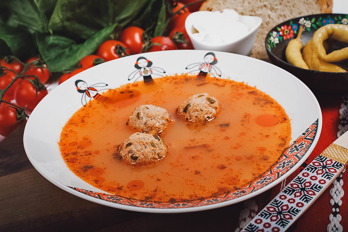 Ciorba de perisoare, a type of Romanian sour soup made with minced meat balls