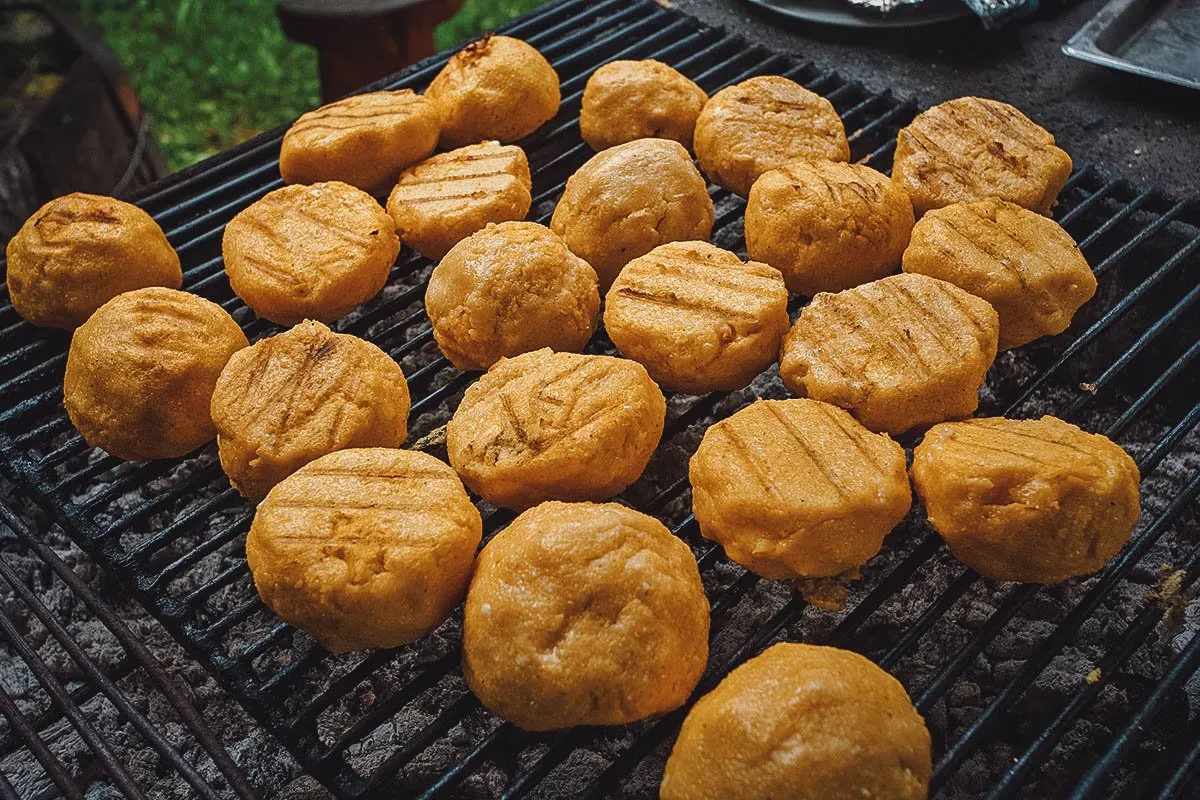 Romanian Food Bulz, a traditional Romanian dish made with mamaliga