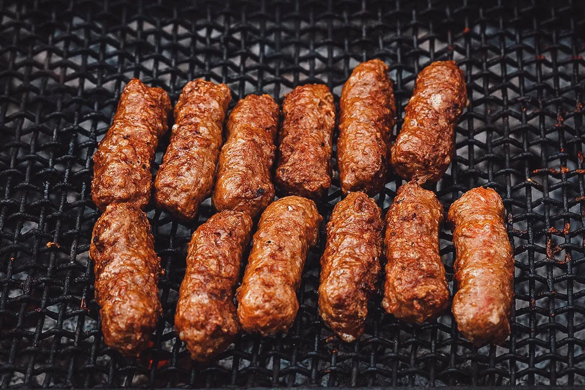 Mititei or grilled skinless sausages, one of the most widely consumed traditional Romanian dishes