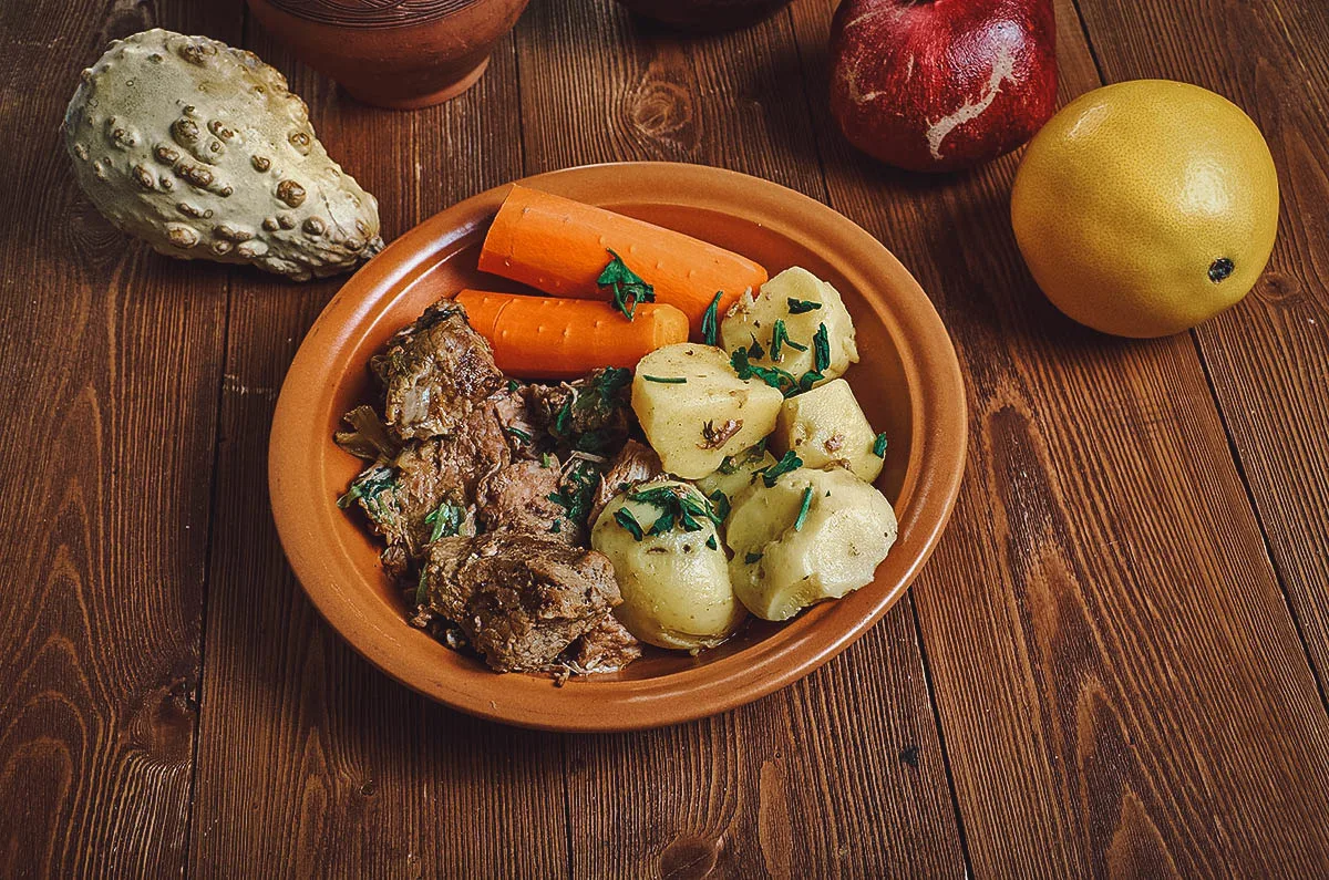 Romanian Food Rasol, a traditional Romanian dish of boiled meats and vegetables