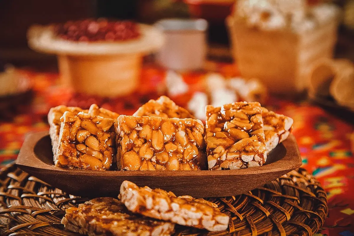 Pe de moleque, a type of Brazilian brittle candy made with peanuts and melted sugar