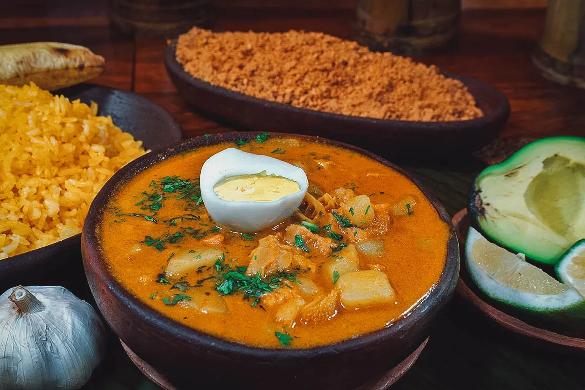 Ecuadorian Food Bowl of guatita, an Ecuadorian stew made with tripe