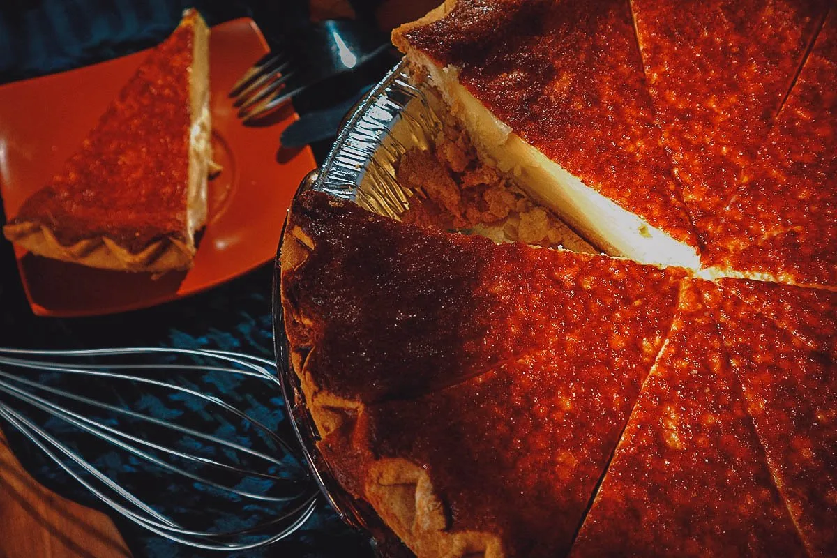 Filipino egg pie, an egg custard dessert served in a flaky pie crust