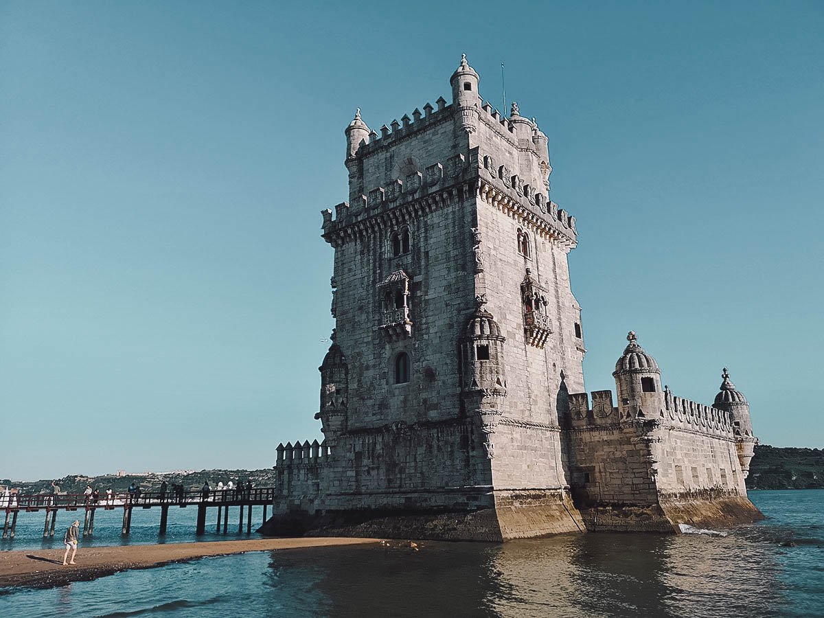 Belem Tower built on the water in Lisbon, Portugal
