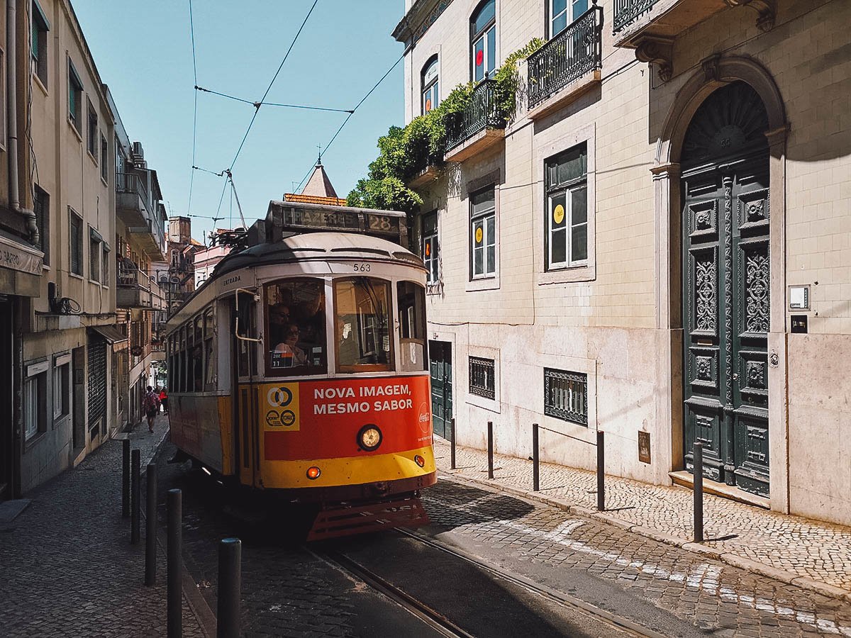 Historic Tram 28 in Lisbon, Portugal