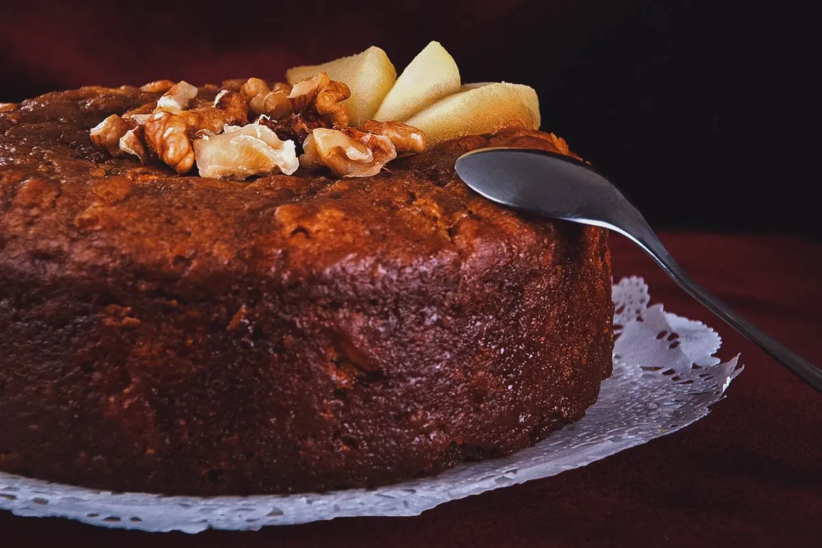 Portuguese Desserts Bolo do mel, traditional Portuguese honey cake from Madeira