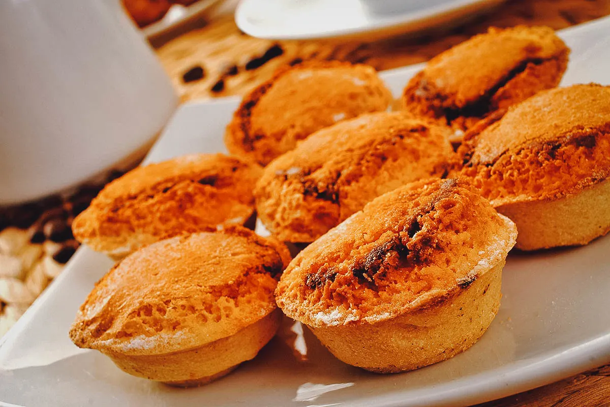 Plate of pastel de feijao, Portuguese bean and almond tarts