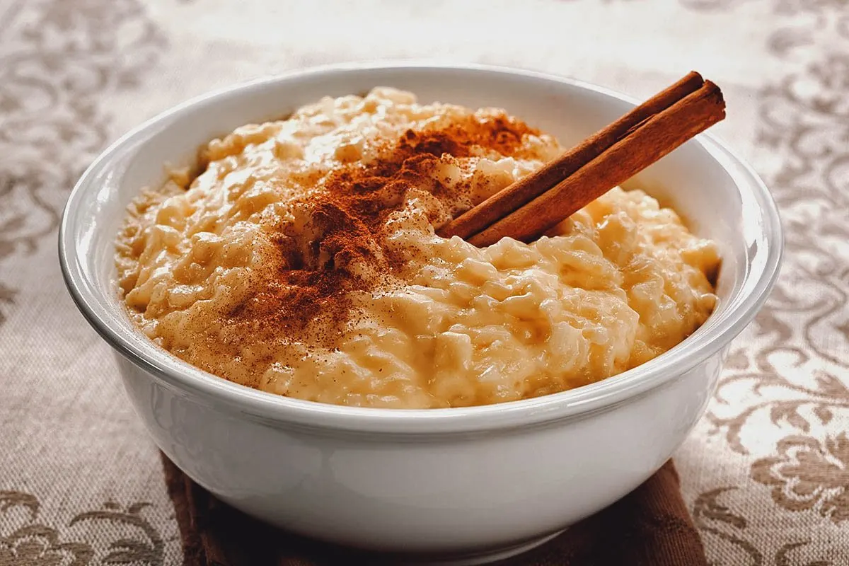 Spanish Desserts Arroz con leche, a thick Spanish rice pudding