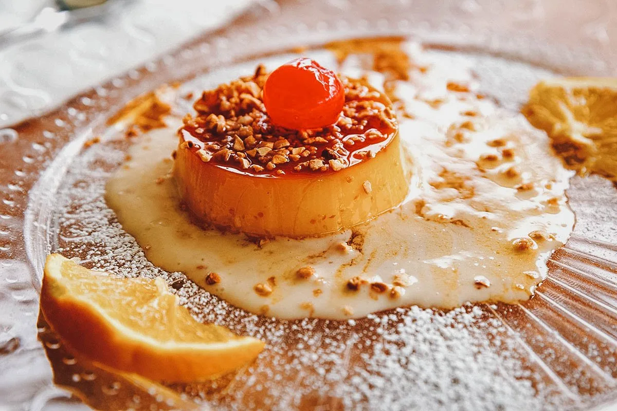 Spanish Desserts Spanish custard smothered in nuts and caramel sauce