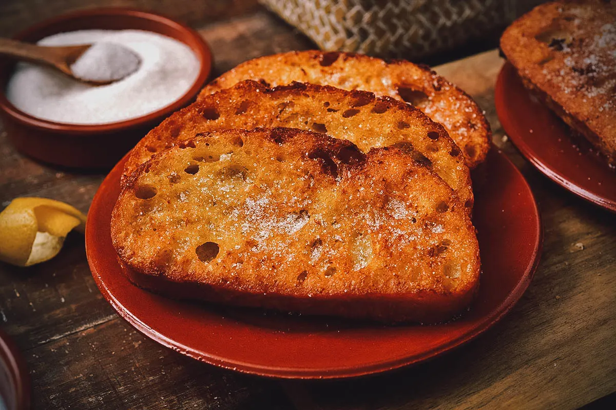 Torrijas, Spanish french toast cooked in olive oil