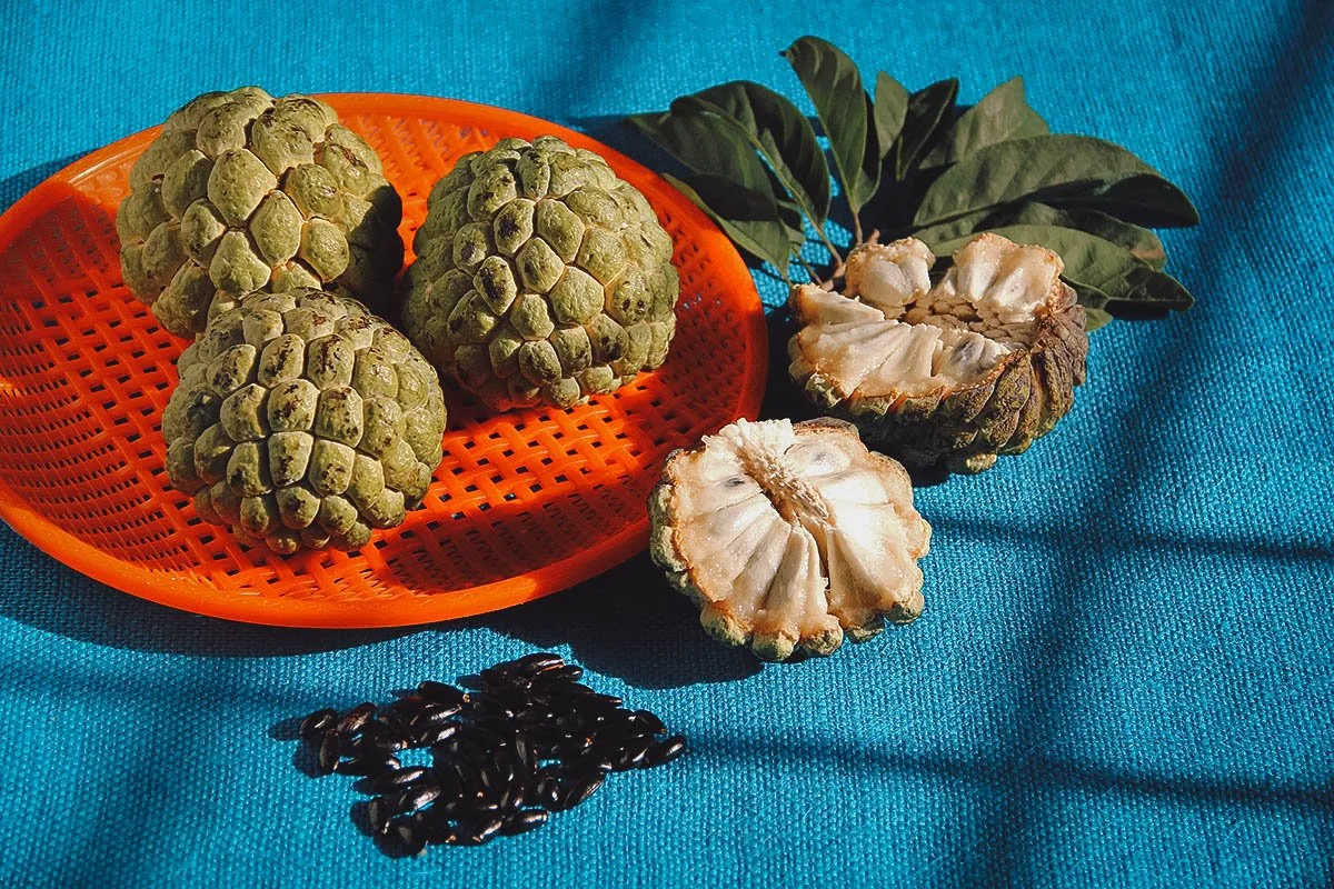Exotic Thai Fruits Custard apple, a delicious Thai fruit with a creamy texture