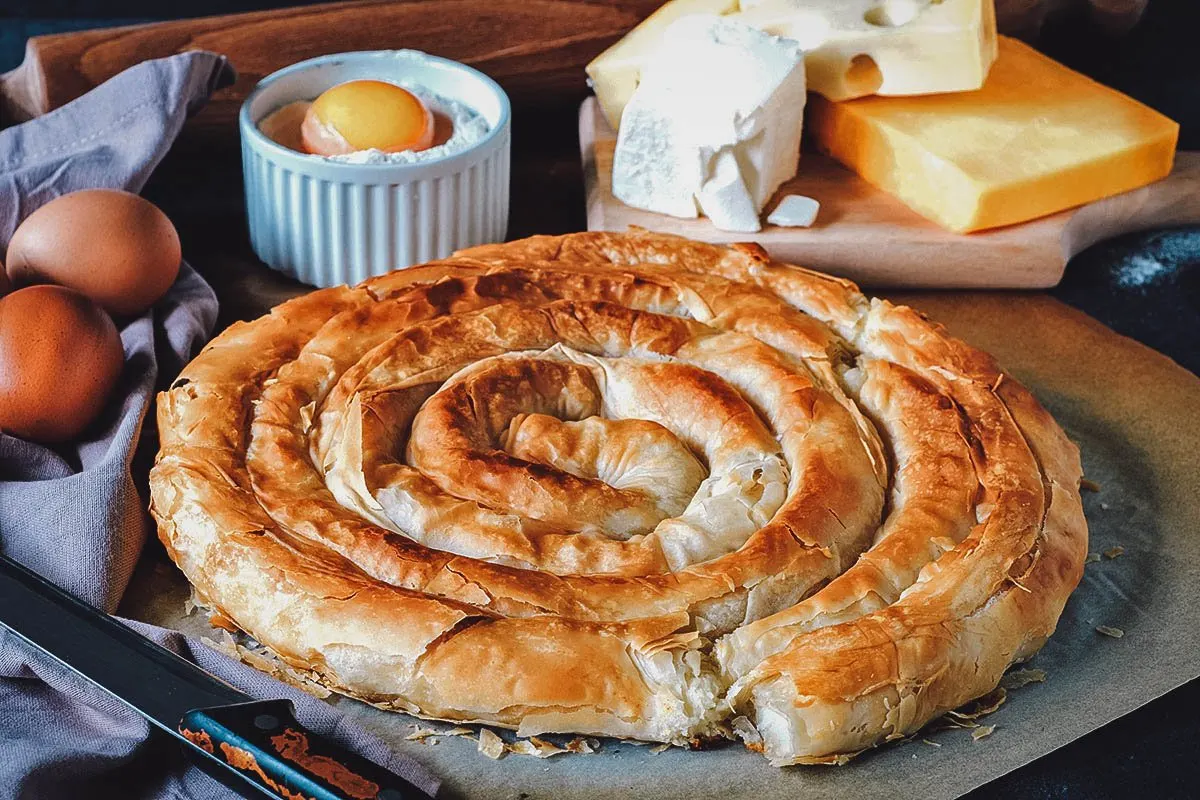 Banitsa, a traditional Bulgarian dish made with stuffed phyllo pastry