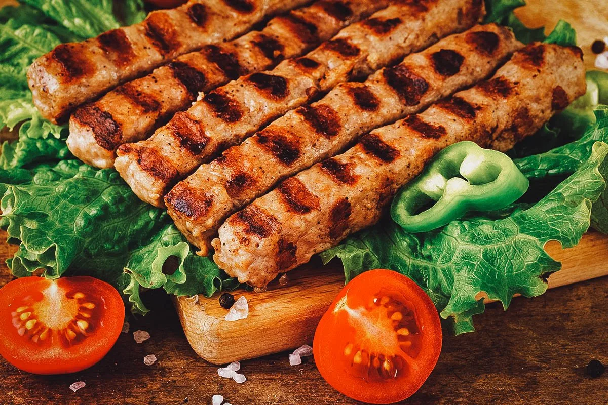 Bulgarian Food Kebapche, a grilled Bulgarian meat dish