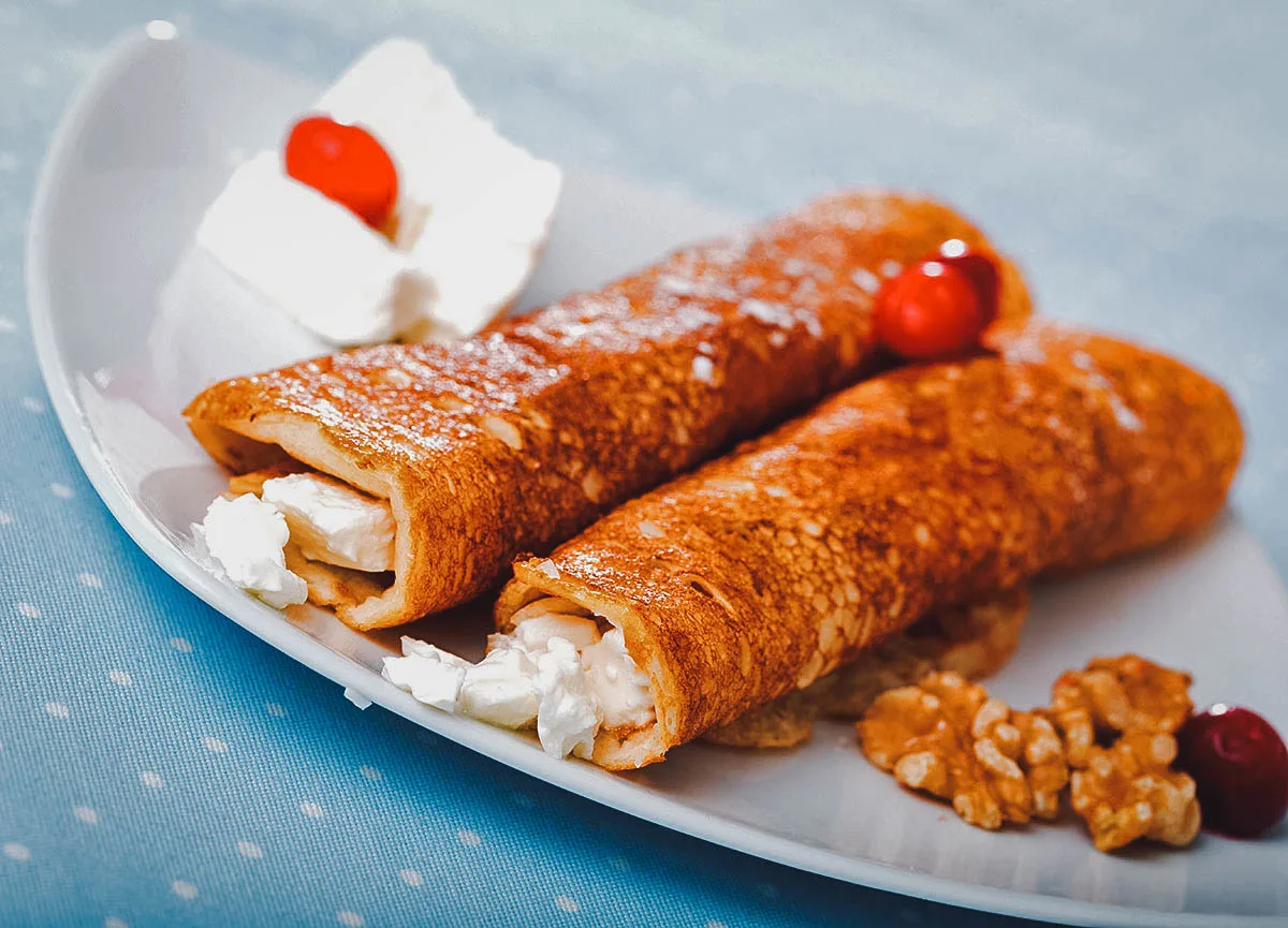 Bulgarian Food Palachinka, Bulgarian crepes or pancakes
