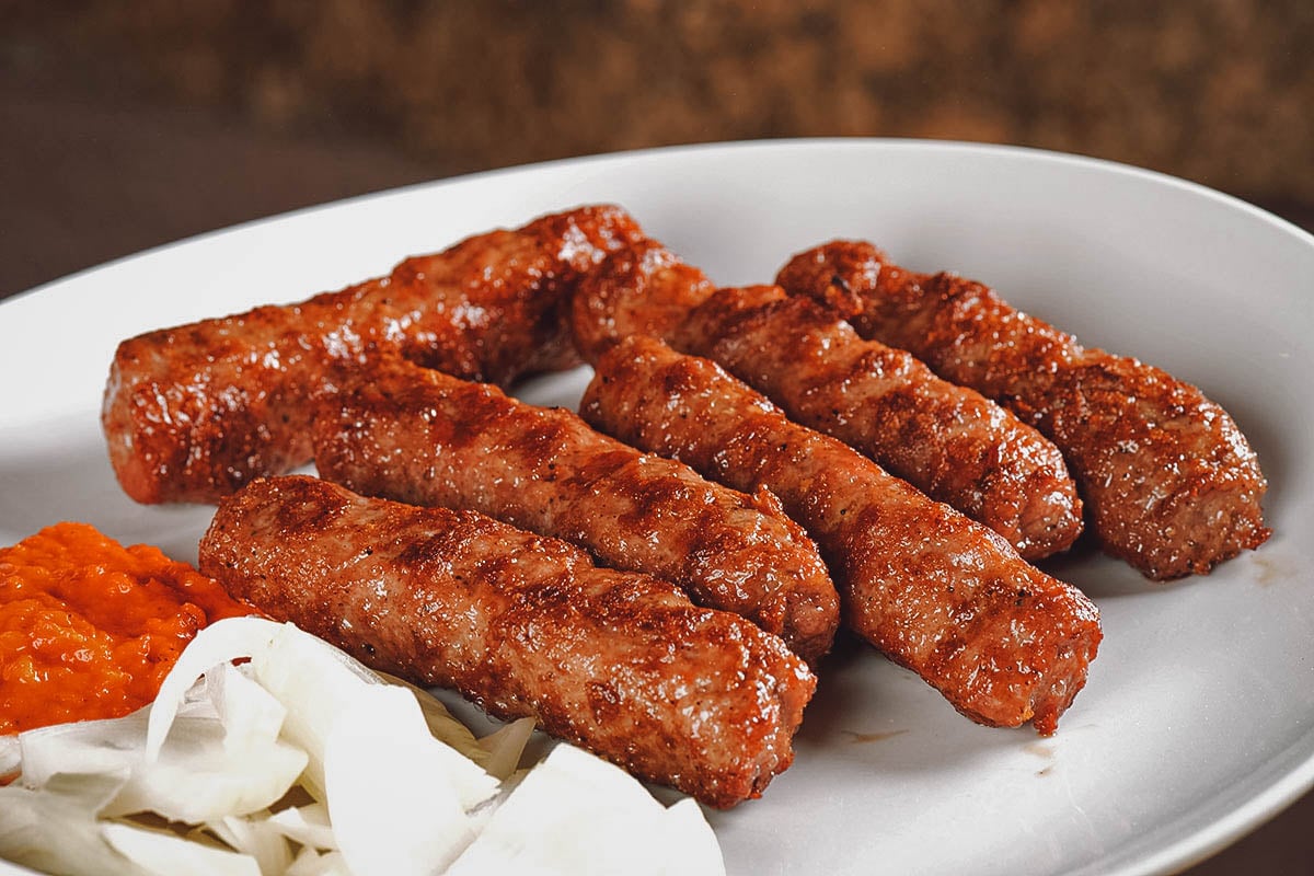 Cevapcici, a popular grilled meat dish in Serbia