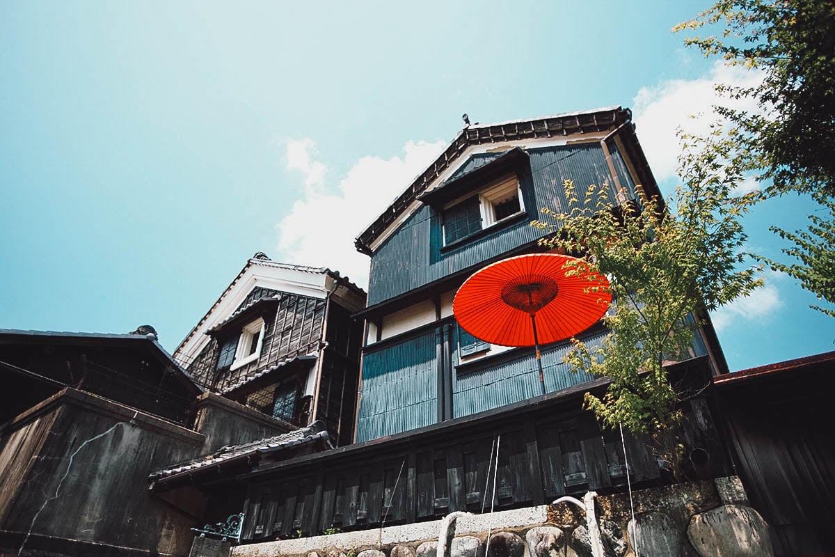 Traditional Japanese houses along Kawara-machi street in Gifu, Chubu, Japan