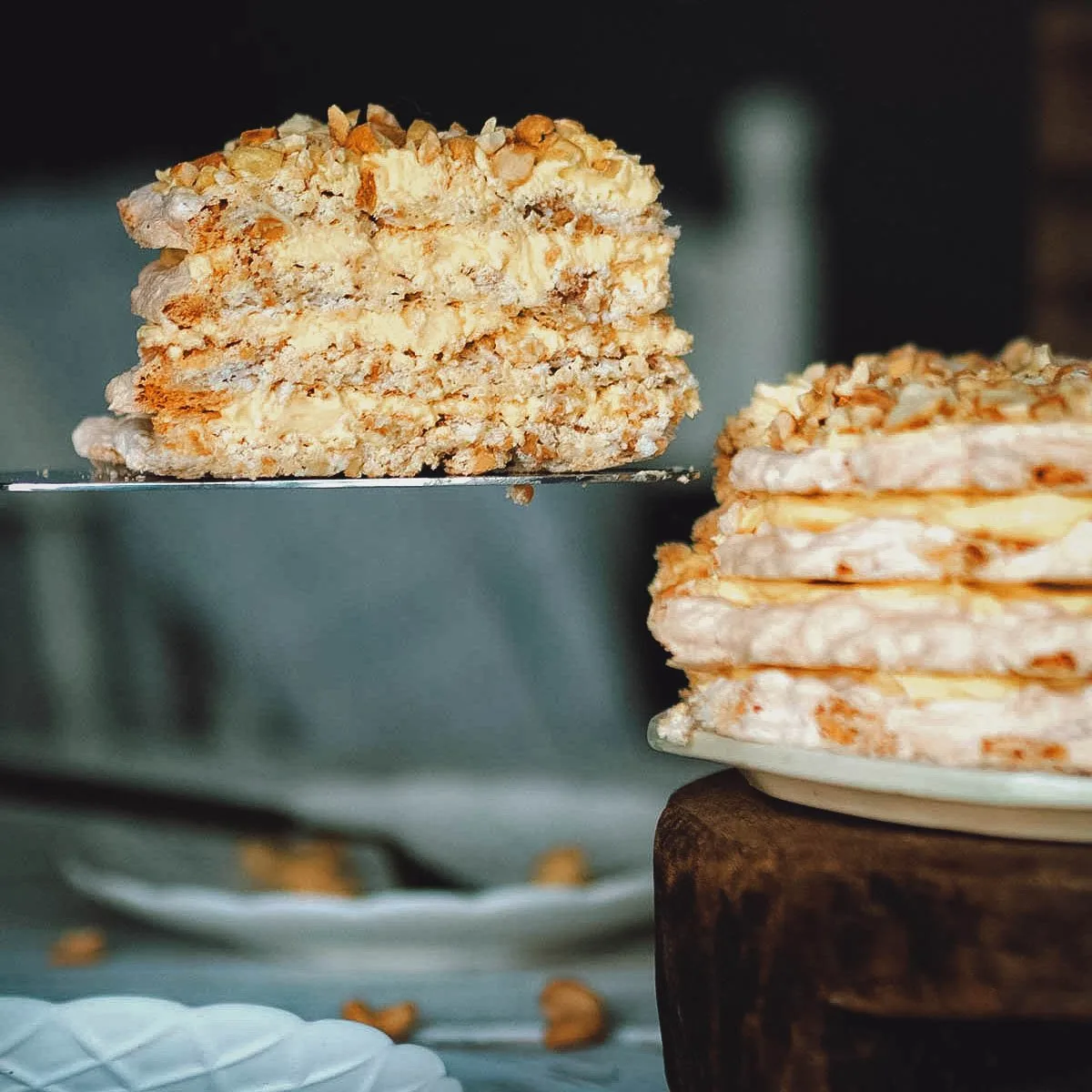 Filipino Desserts Sans rival, a unique dessert made with cashews and buttercream