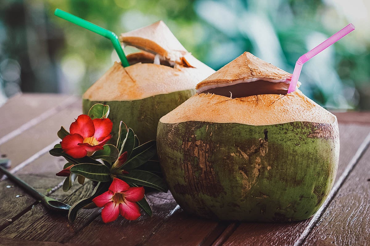 Fresh coconut or buko juice in the Philippines