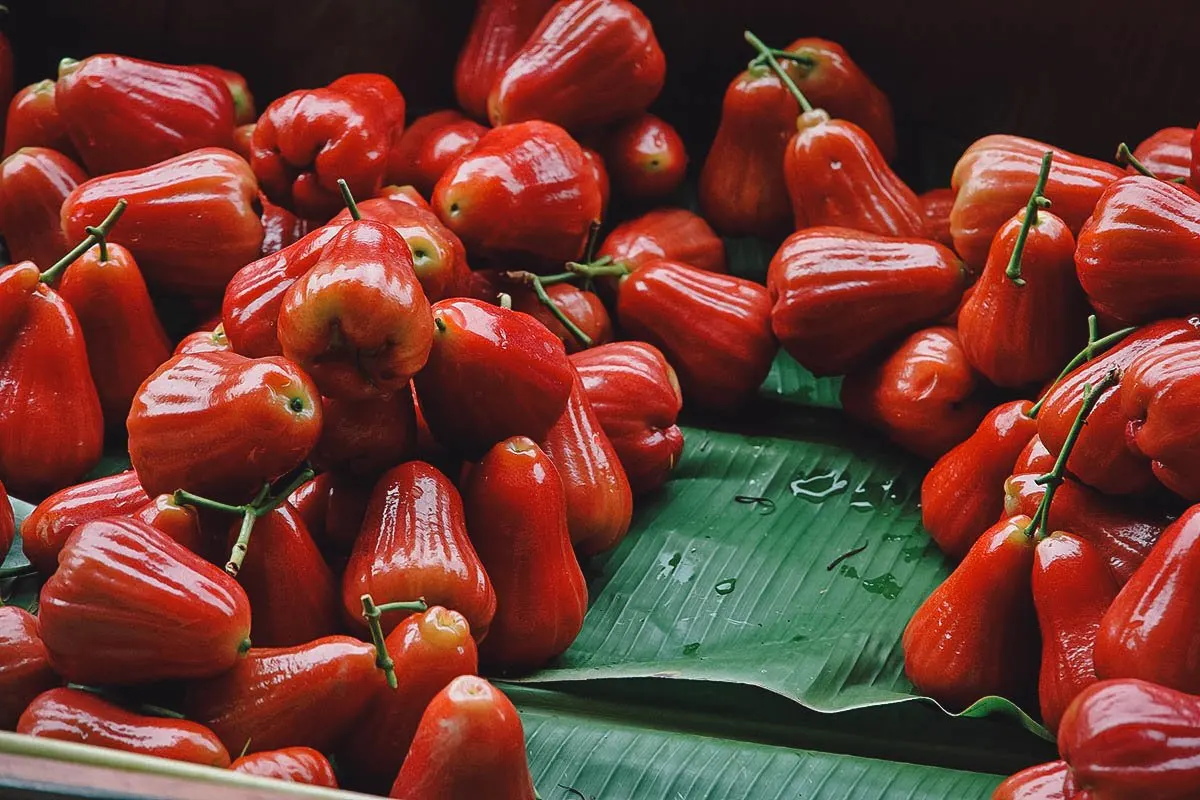 Bunch of wax apples or macopa in the Philippines