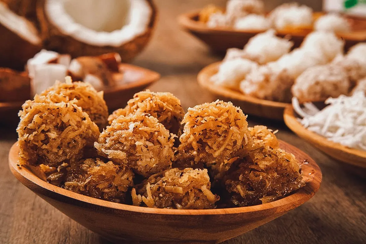 Peruvian Desserts Cocadas, a traditional Peruvian dessert made with grated coconut