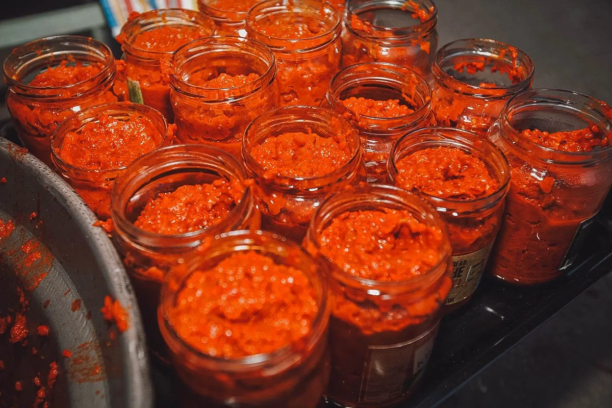 Ajvar, Serbian relish stored in jars