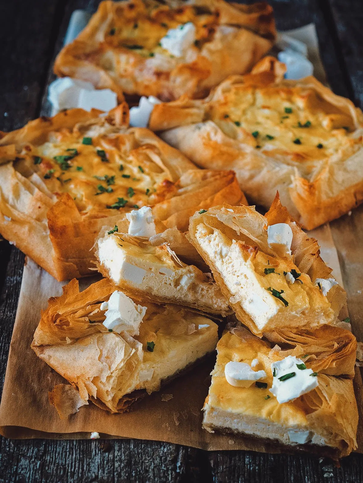 Gibanica, Serbian cheese pie made with filo pastry