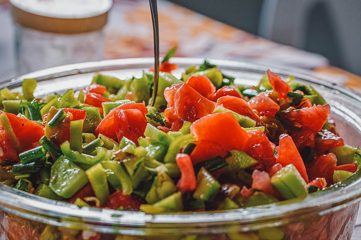 Srpska salata, the Serbian version of shopska salad