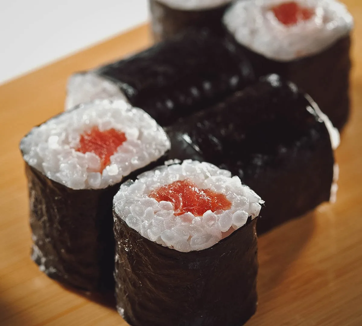 Sushi in Japan Tuna maki roll, one of the most popular types of sushi rolls in Japan