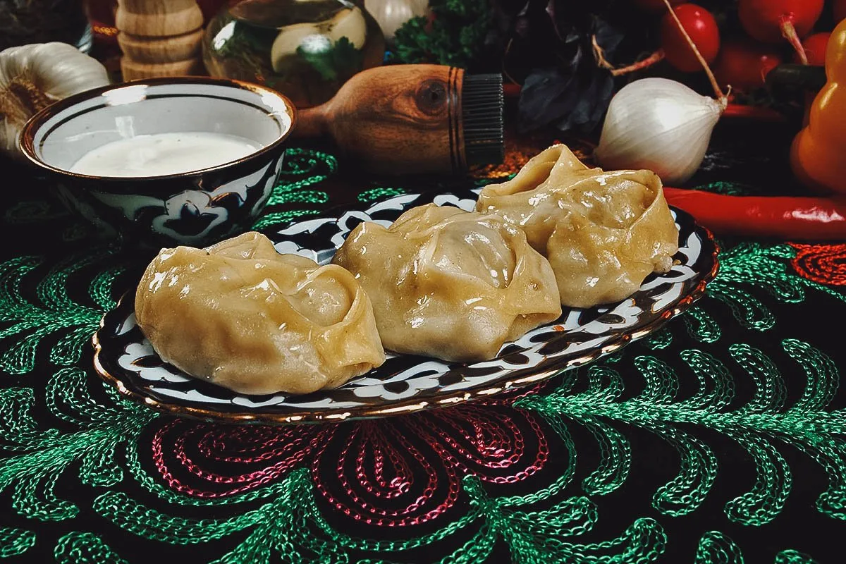 Manti, large steamed dumplings popular in Uzbek cuisine