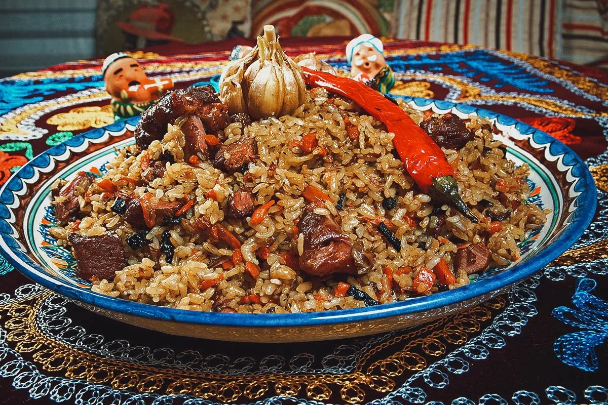Plov, the Uzbek version of hearty rice pilaf