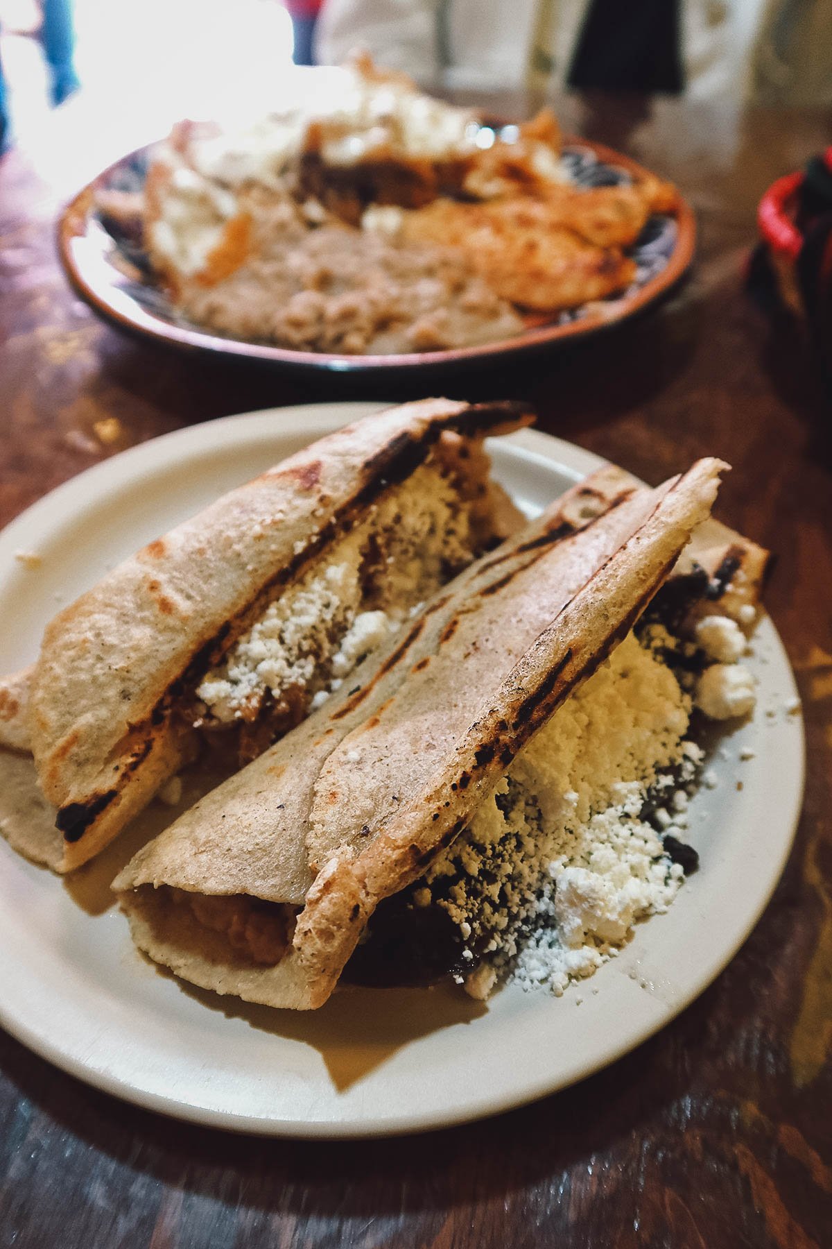 Tlacoyos at a restaurant in Guanajuato