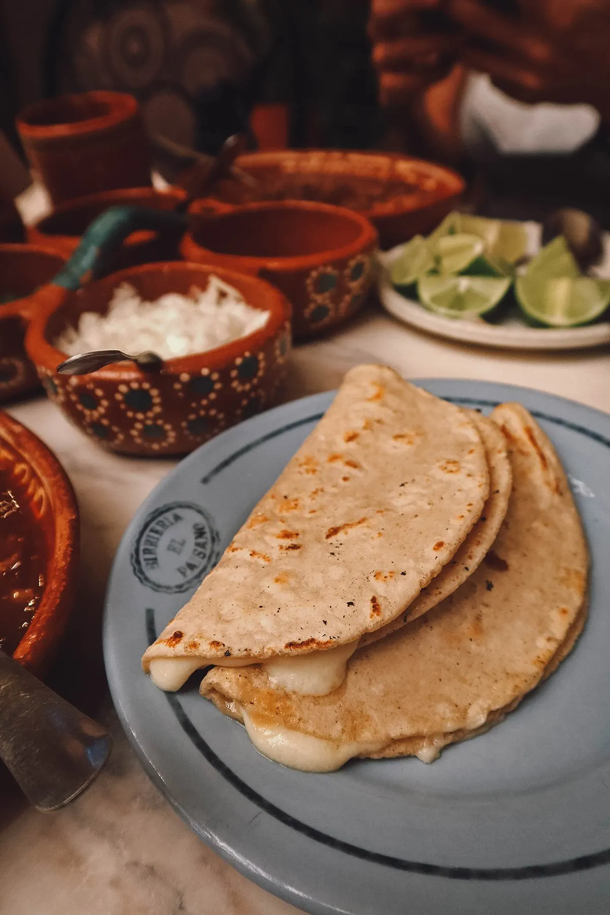 Quesadillas at Birrieria El Paisano in Guadalajara