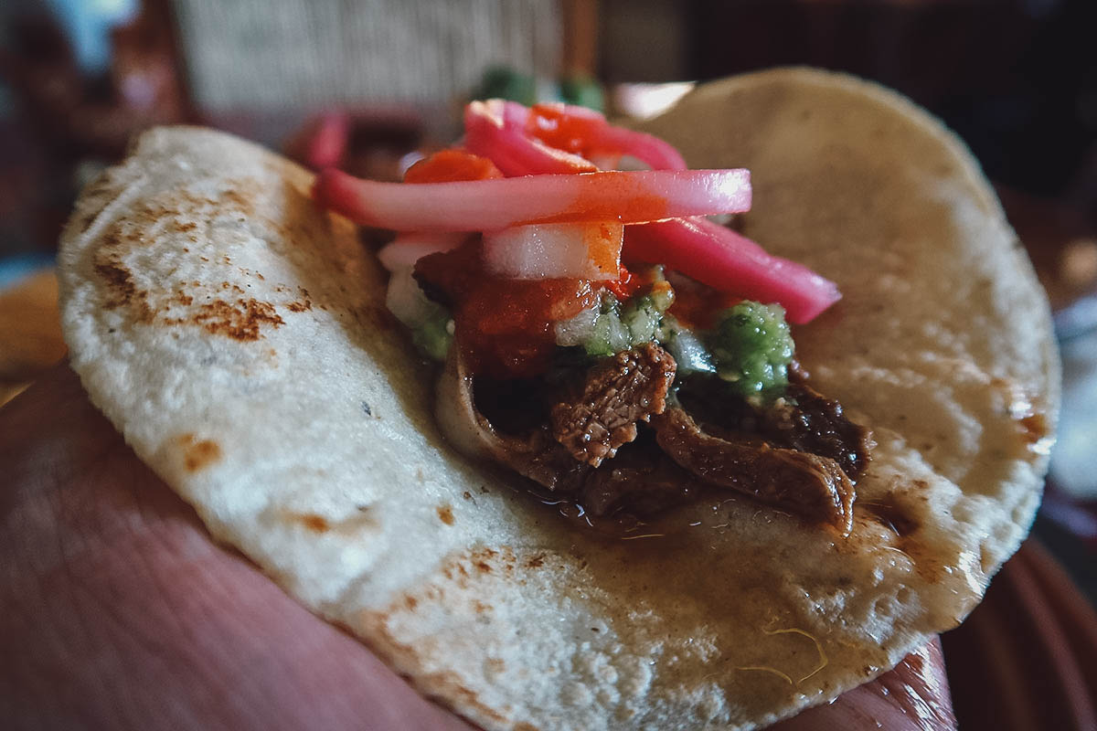 Goat birria taco in Guadalajara