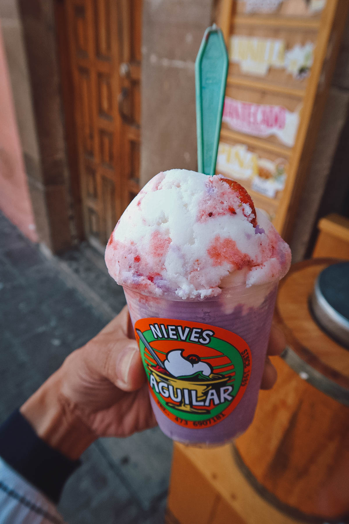 Nieves de garrafa from a shop in Guanajuato