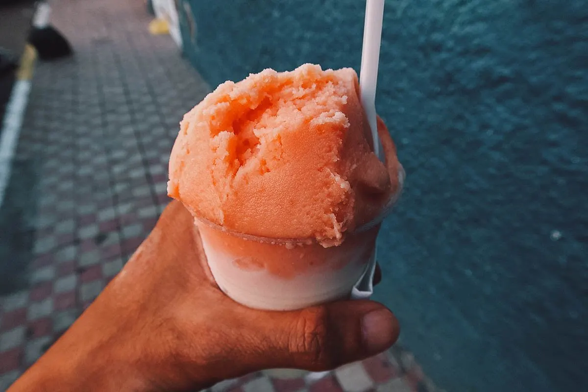 Mamey and tequila nieves de garrafa in Guadalajara