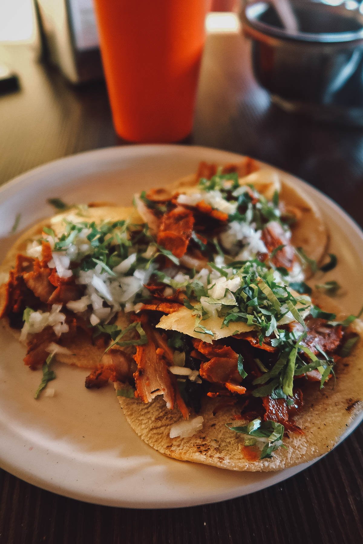 Trio of pastor tacos in Puerto Vallarta