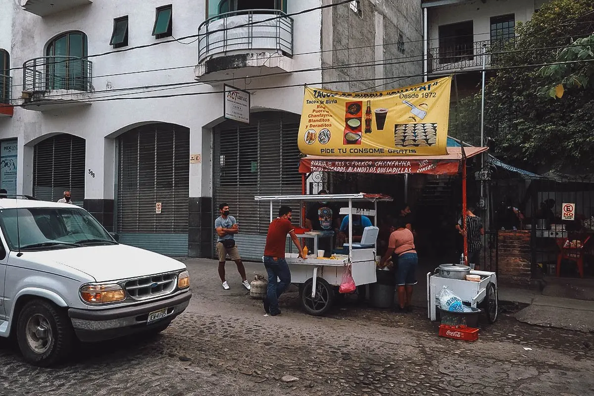 Tacos de Birria Chanfay stand in Puerto Vallarta
