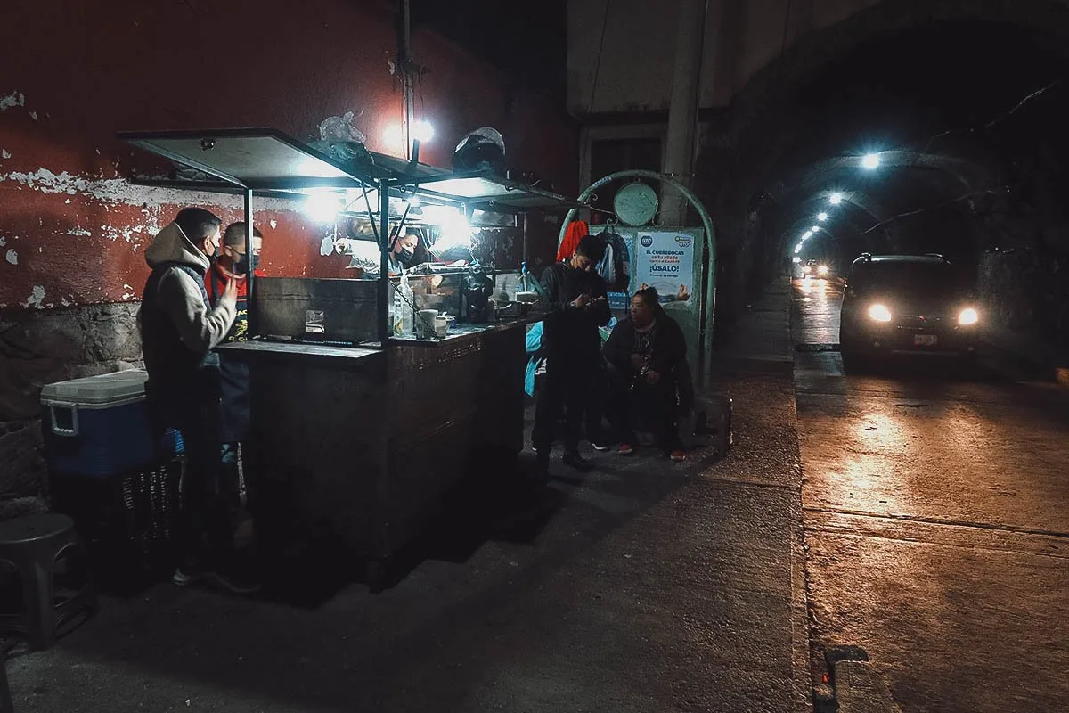 Tacos El Campeon stall in Guanajuato