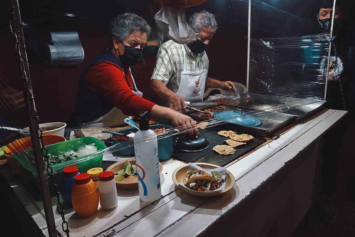 Tacos El Chino roadside stall in Guanajuato