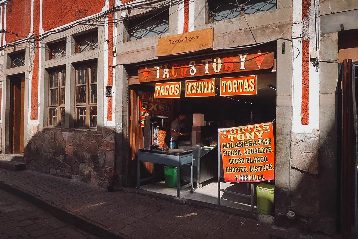 Entrance to Tacos Tony in Guanajuato