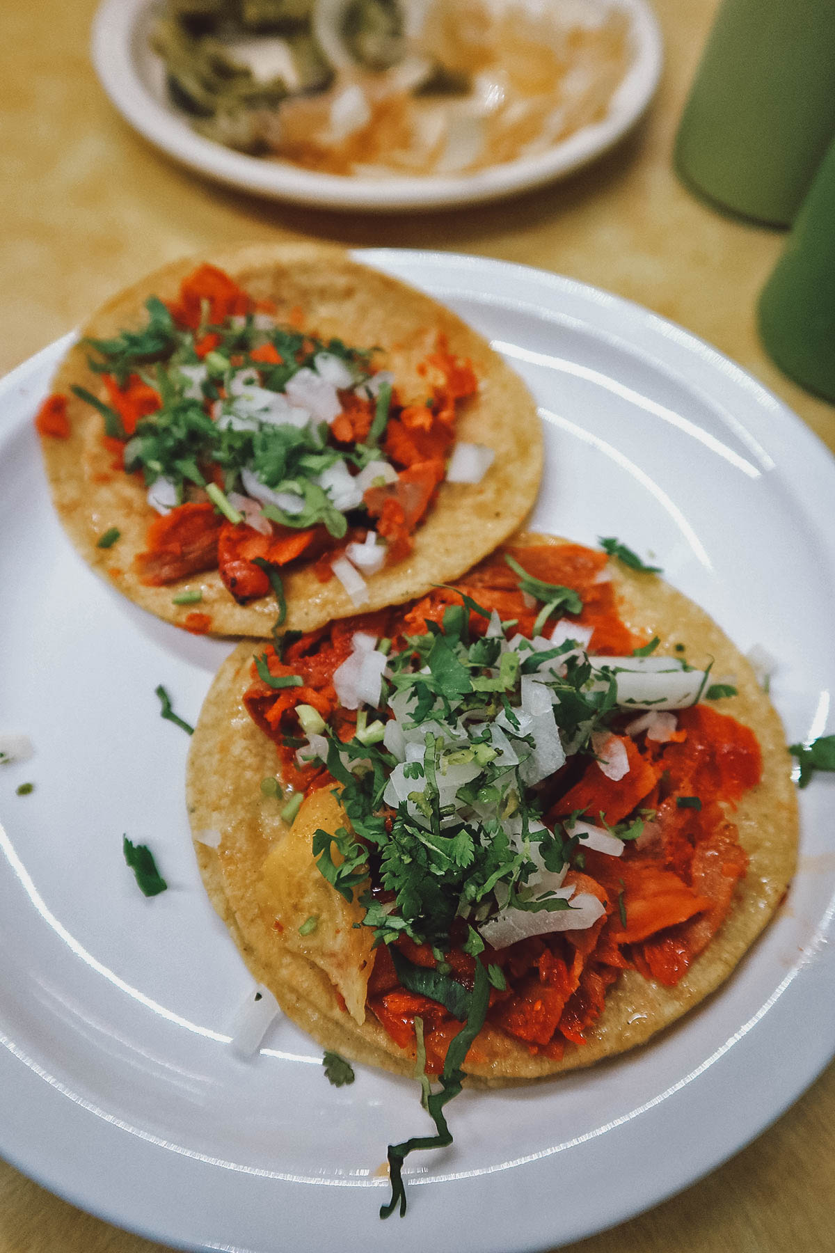 Tacos al pastor at a restaurant in Guanajuato