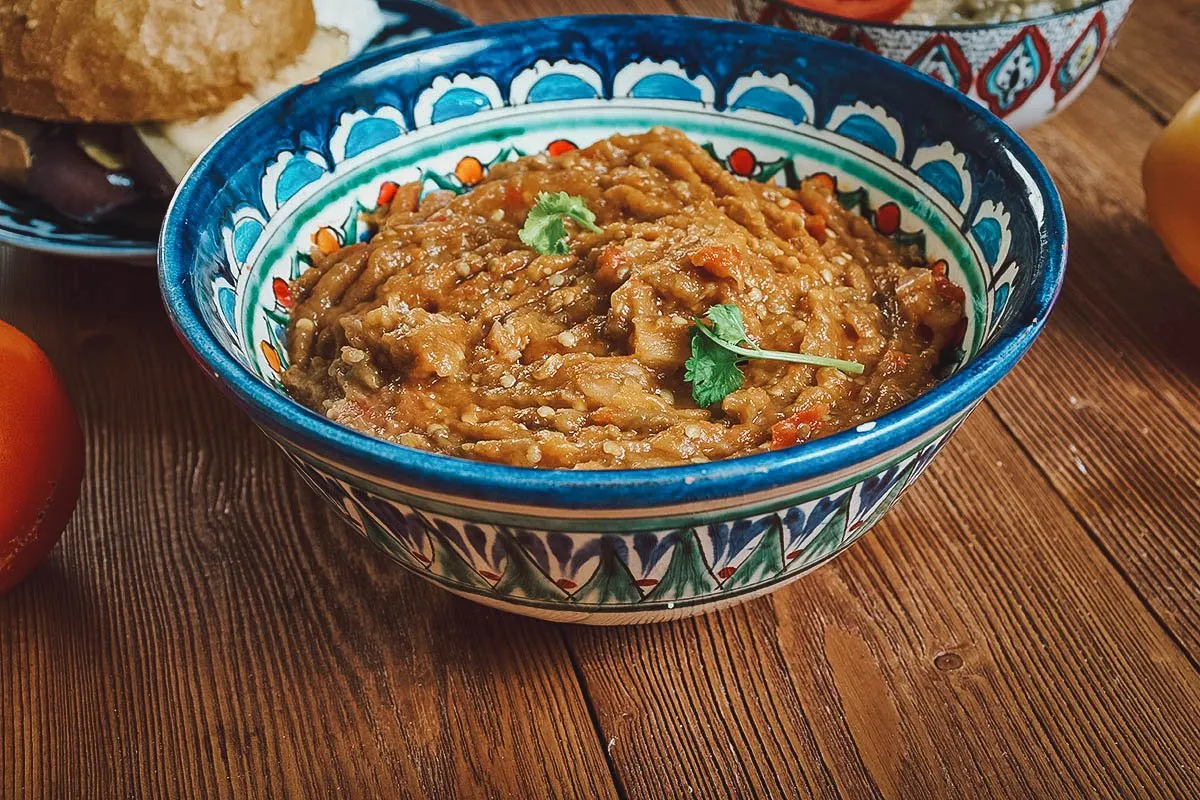 Tunisian Food Ajlouk qura'a, a traditional Tunisian salad made with cooked zucchini