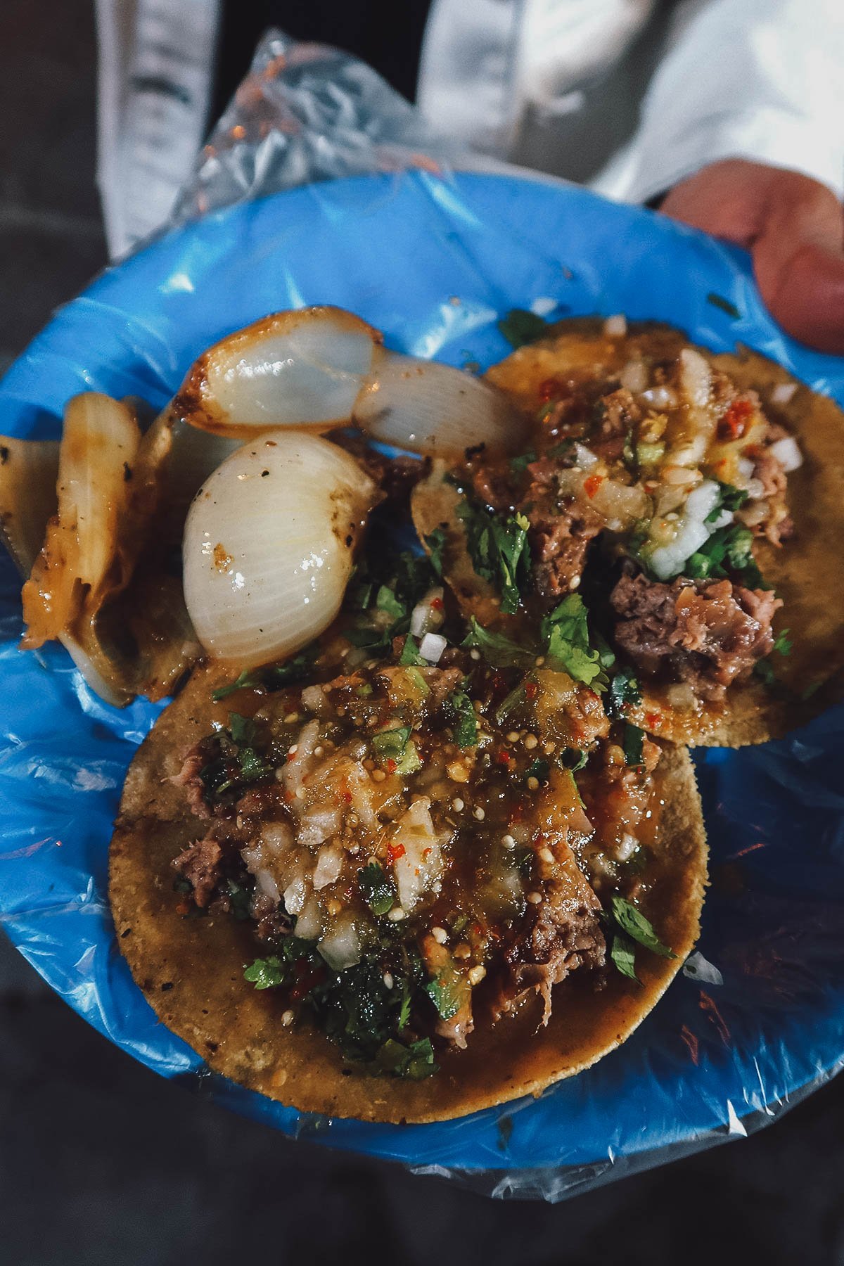 Plate of suadero tacos
