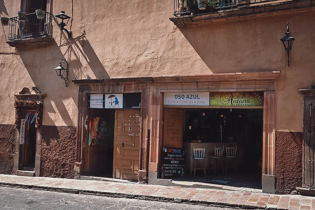 Entrance to Cafe Oso Azul in San Miguel de Allende